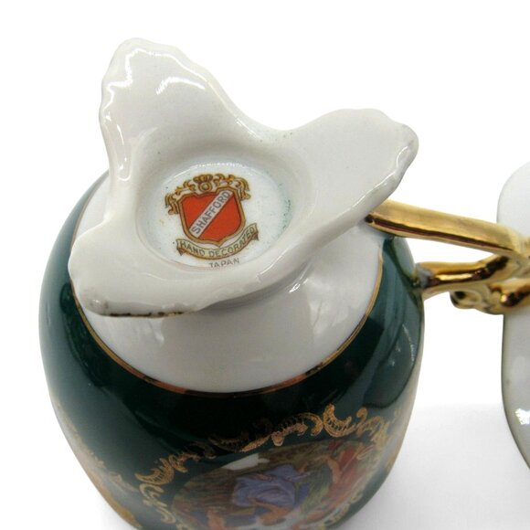 SHAFFORD Footed Tea Cup And Saucer With Victorian Scene Japan Vintage - Picture 3 of 12